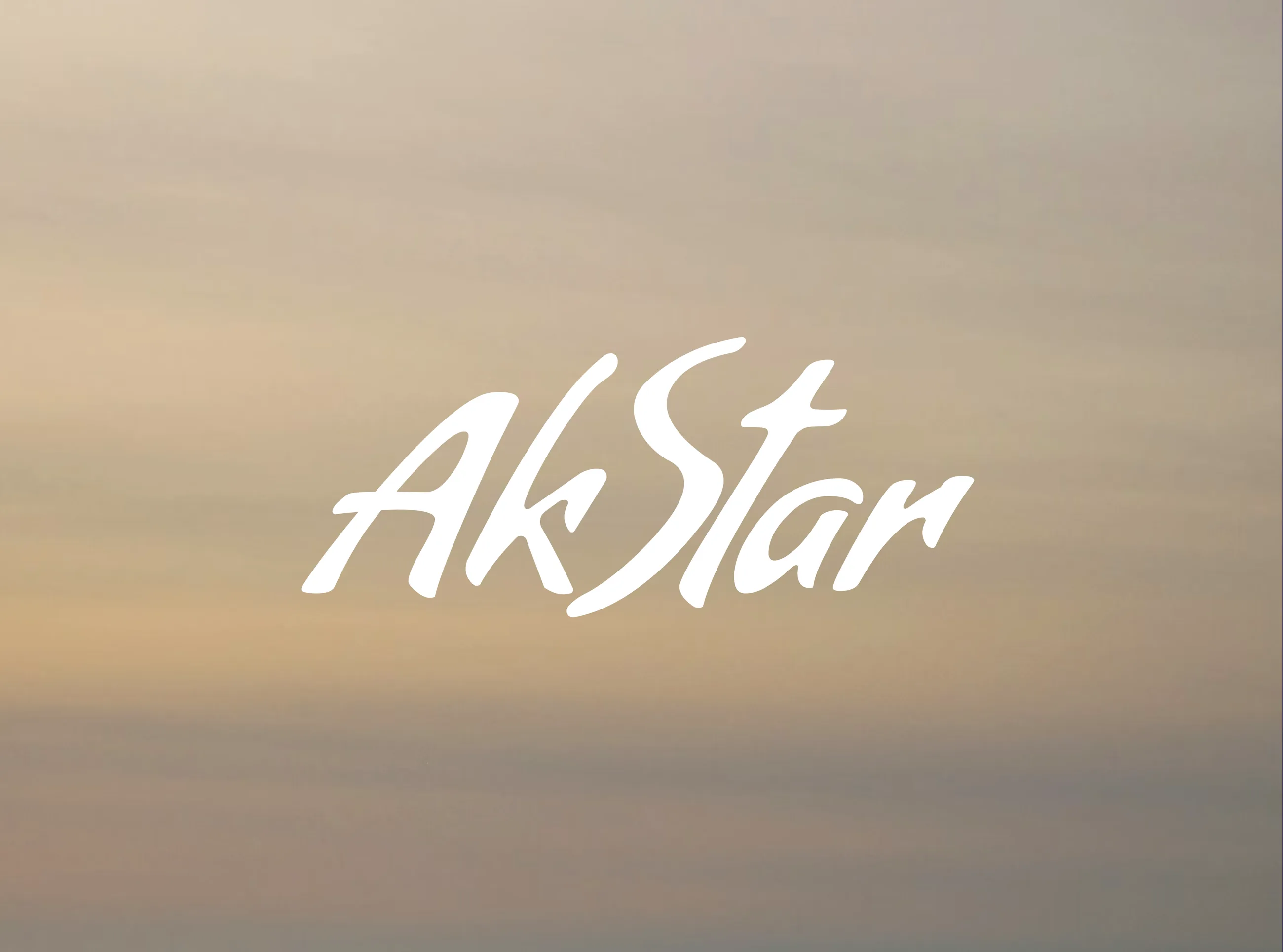 AkStar, логотип-леттеринг на закатном небе